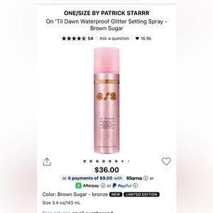 One Size On til Dawn Brown Sugar Setting Spray